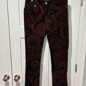 Lauren Ralph Lauren Paisley Velvet Trousers - Red, Green, Black